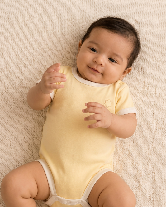 First Day Onesie (Set of 2) Pastel Yellow & Ivory
