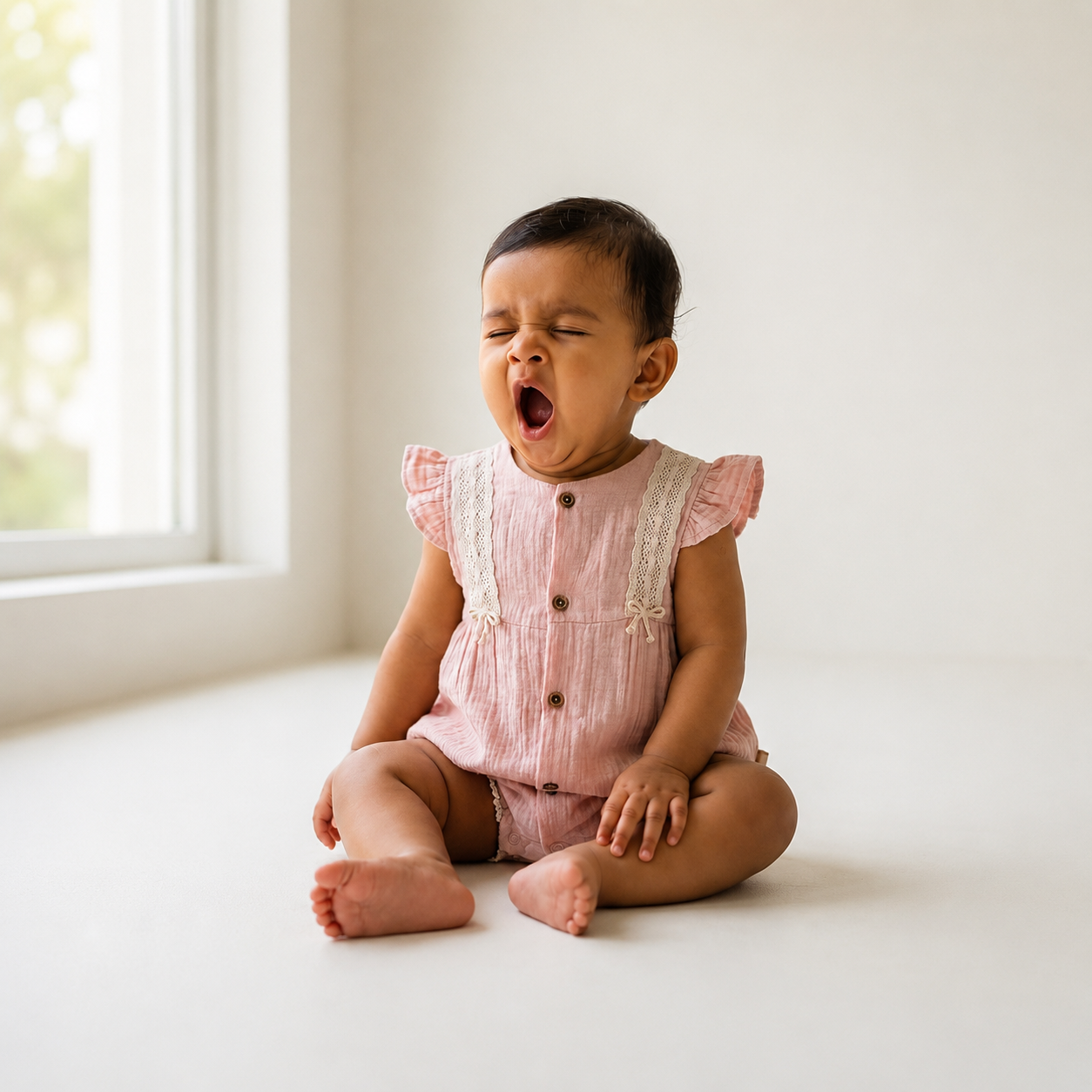Side-Striped Muslin Romper