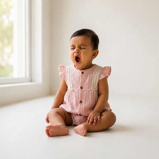 Side-Striped Muslin Romper