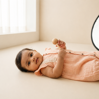 Side-Striped Muslin Romper