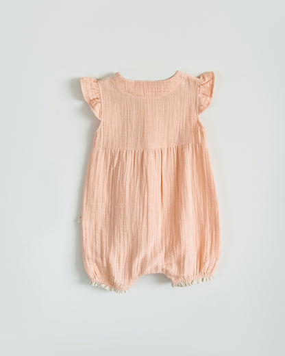 Side-Striped Muslin Romper