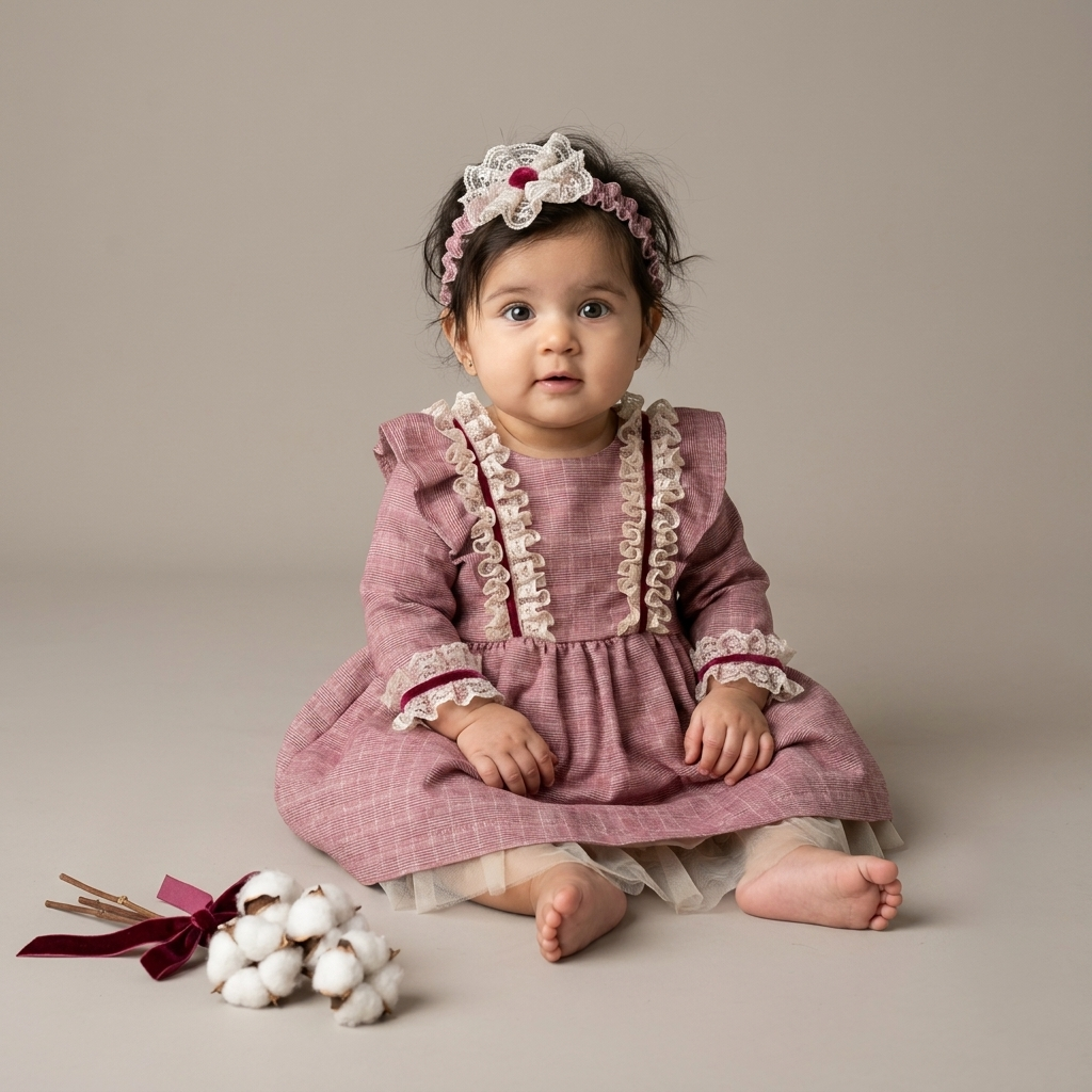 Little Miss Checks Ruffle Gown