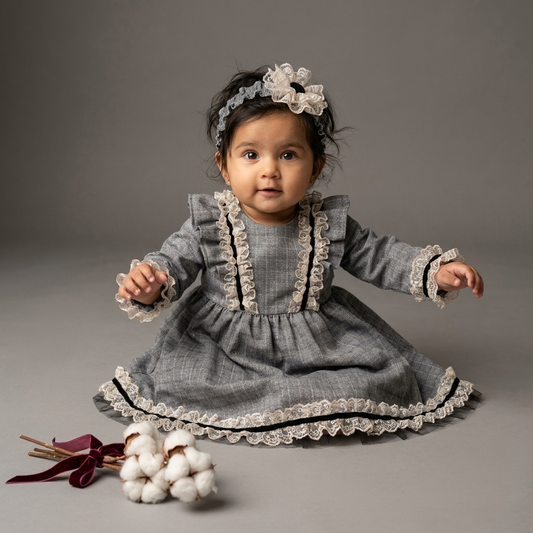 Little Miss Checks Ruffle Gown