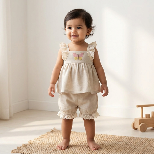 Fluttering Butterfly Top & Shorts Set